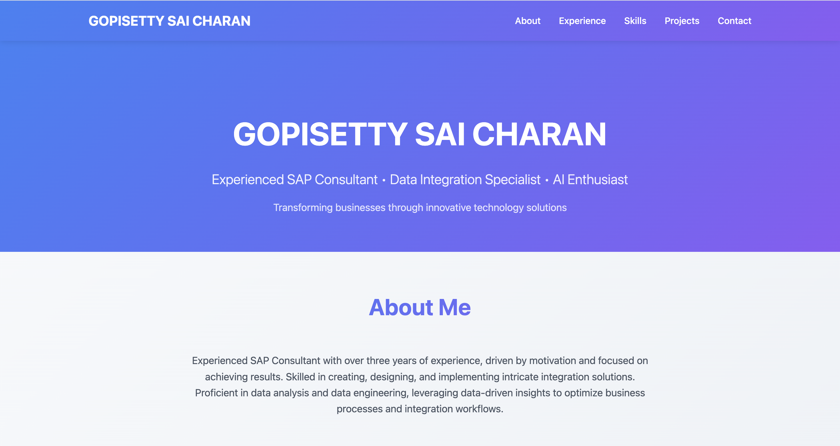 Portfolio example by Sai Charan, Student, Clark University