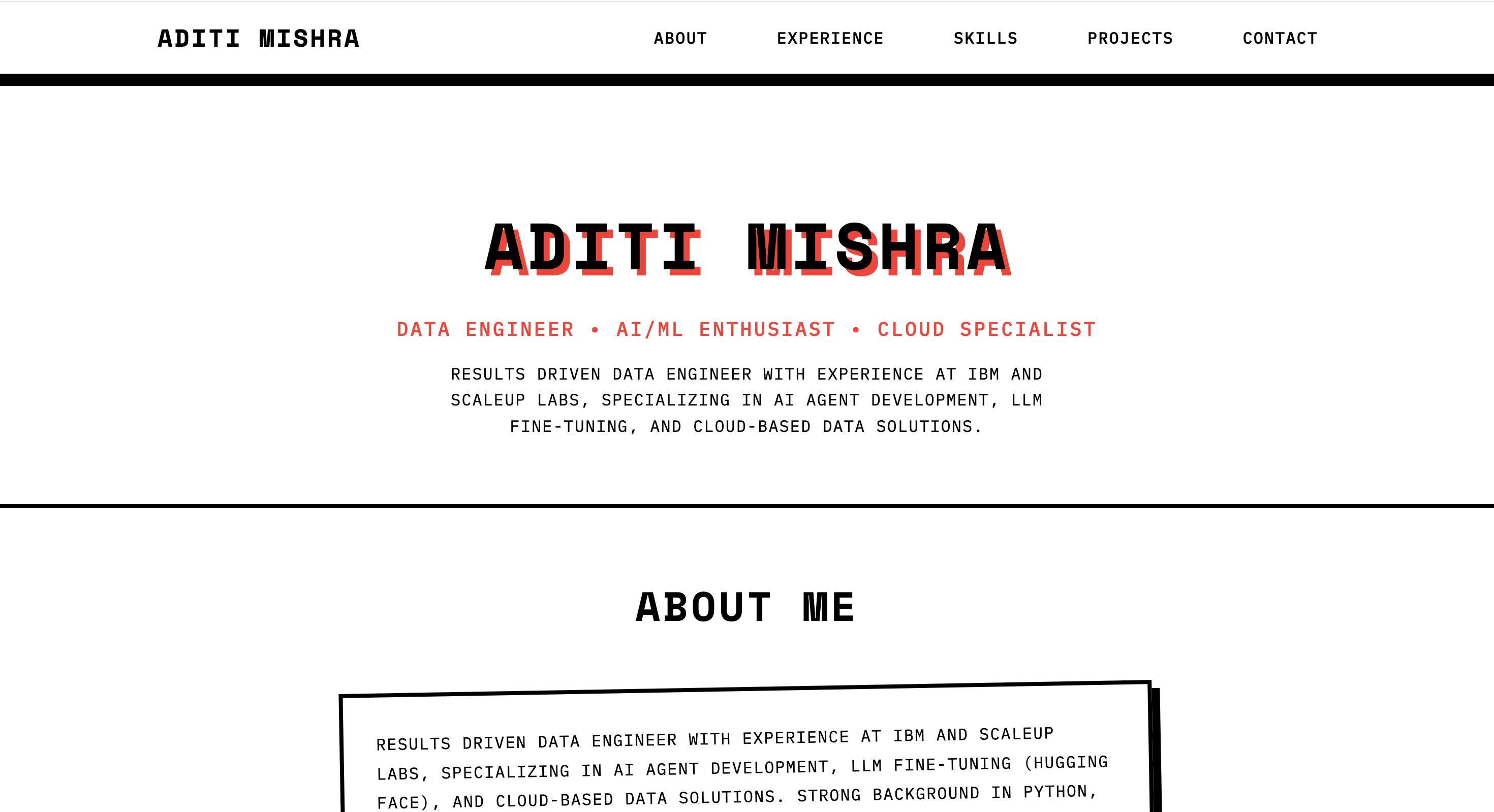 Neo Brutalist portfolio template preview - brutalist style